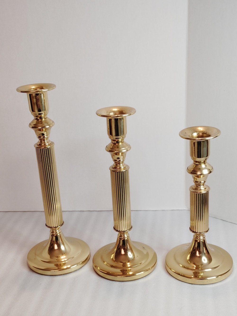 Copper Craft Brass Candle Sticks Set 3